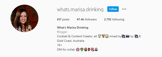 Instagram profile of Marisa Cicchini